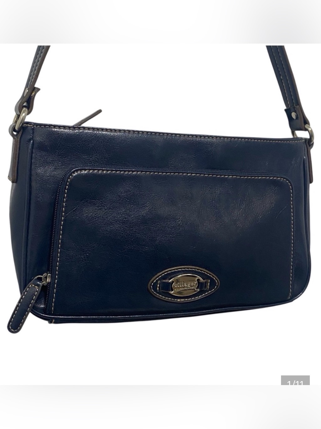 Liz Claiborne Villager Navy Blue Multi-Compartment Shoulder Bag - Like New